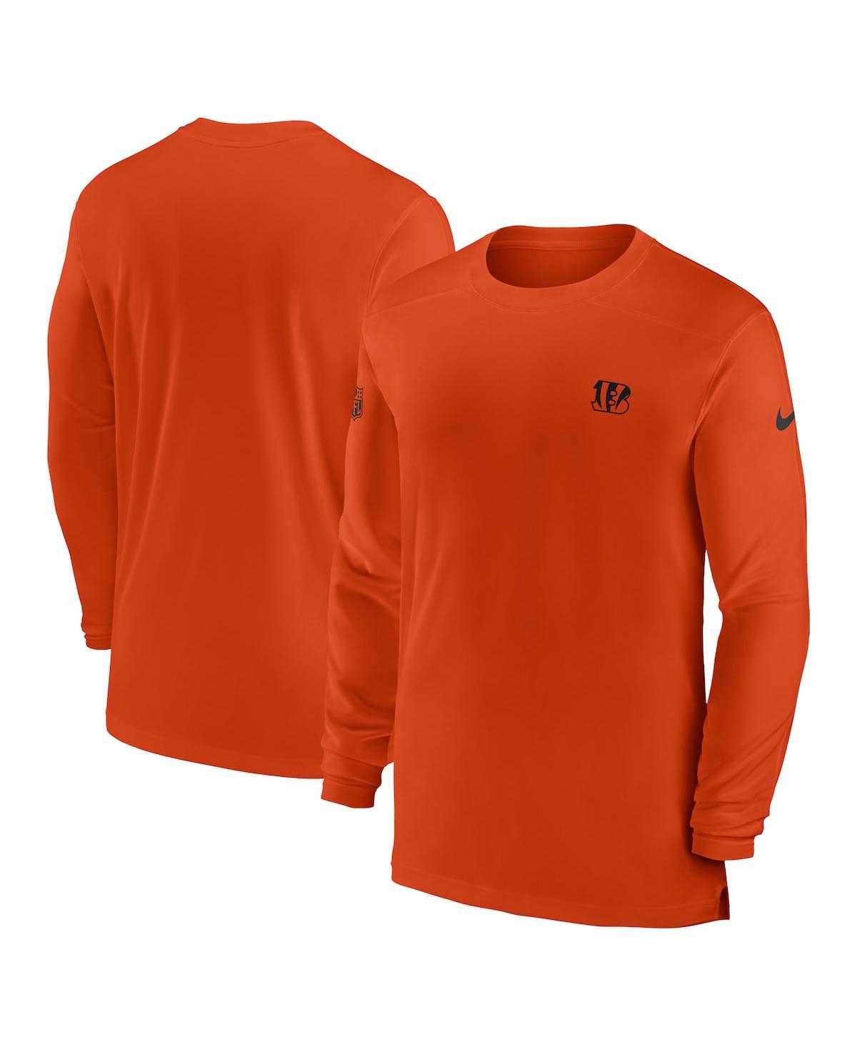 Shop Nike Men's  Orange Cincinnati Bengals Sideline Coach Performance Long Sleeve T-shirt
