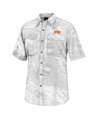 Men's White USC Trojans Realtree Aspect Charter Full-Button Fishing Shirt