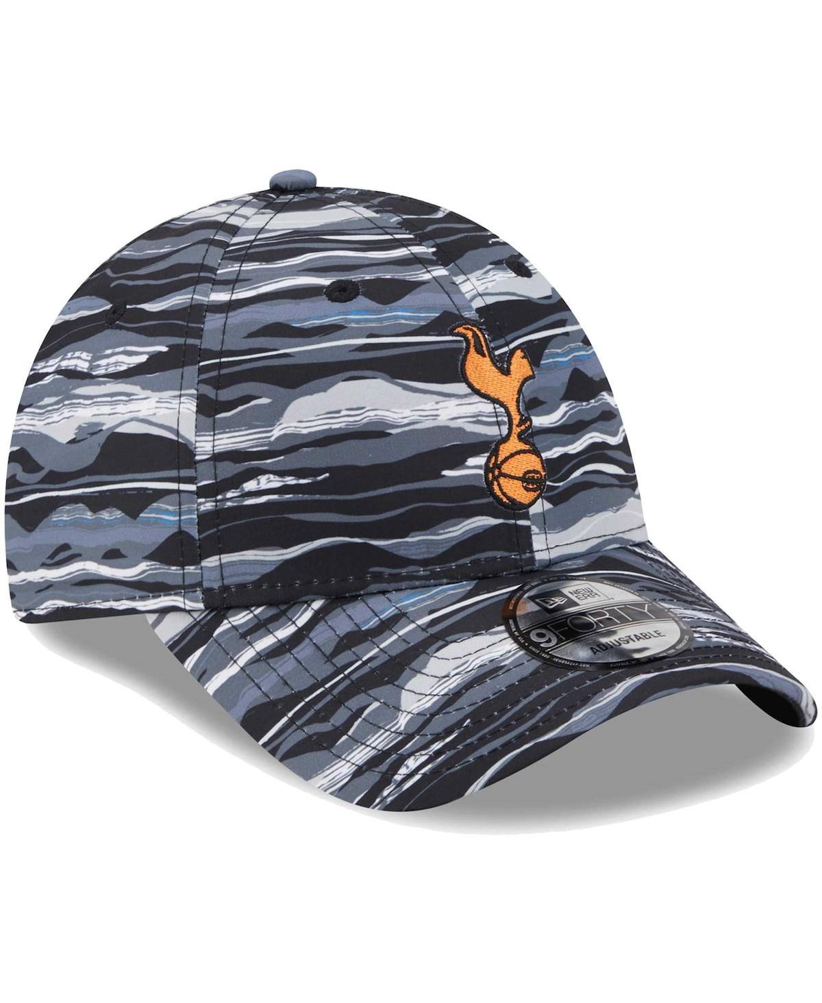 New Era Men's  Black Tottenham Hotspur Wave All Over Print 9forty Adjustable Hat In Black