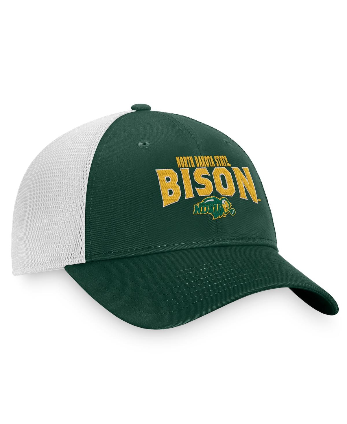 Shop Top Of The World Men's  Green, White Ndsu Bison Breakout Trucker Snapback Hat In Green,white