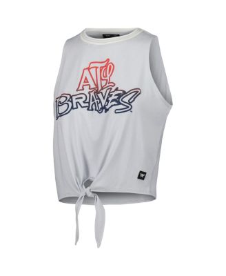 Women's Gray Atlanta Braves Twisted Tie Front Tank Top