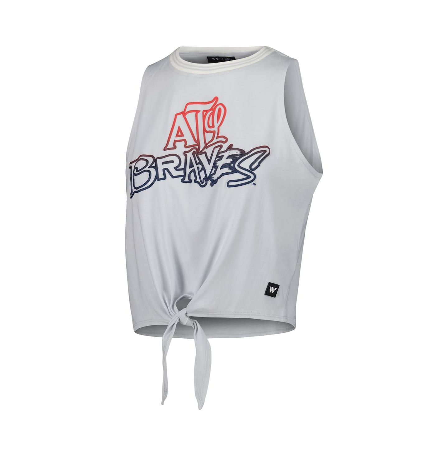 Женский топ The Wild Collective Gray Atlanta Braves Twisted Tie Front — фото 3