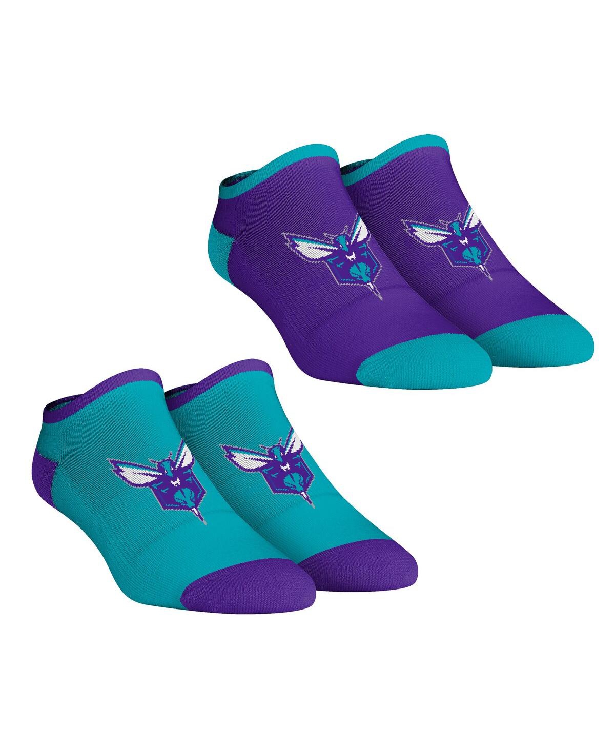 Rock 'em Women's  Socks Charlotte Hornets Core Team 2-pack Low Cut Ankle Sock Set In Multi