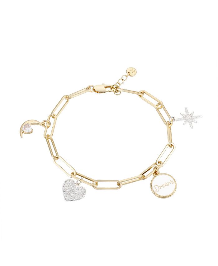 Unwritten Genuine Pave Crystal Heart Moon and Star Bracelet Macy s