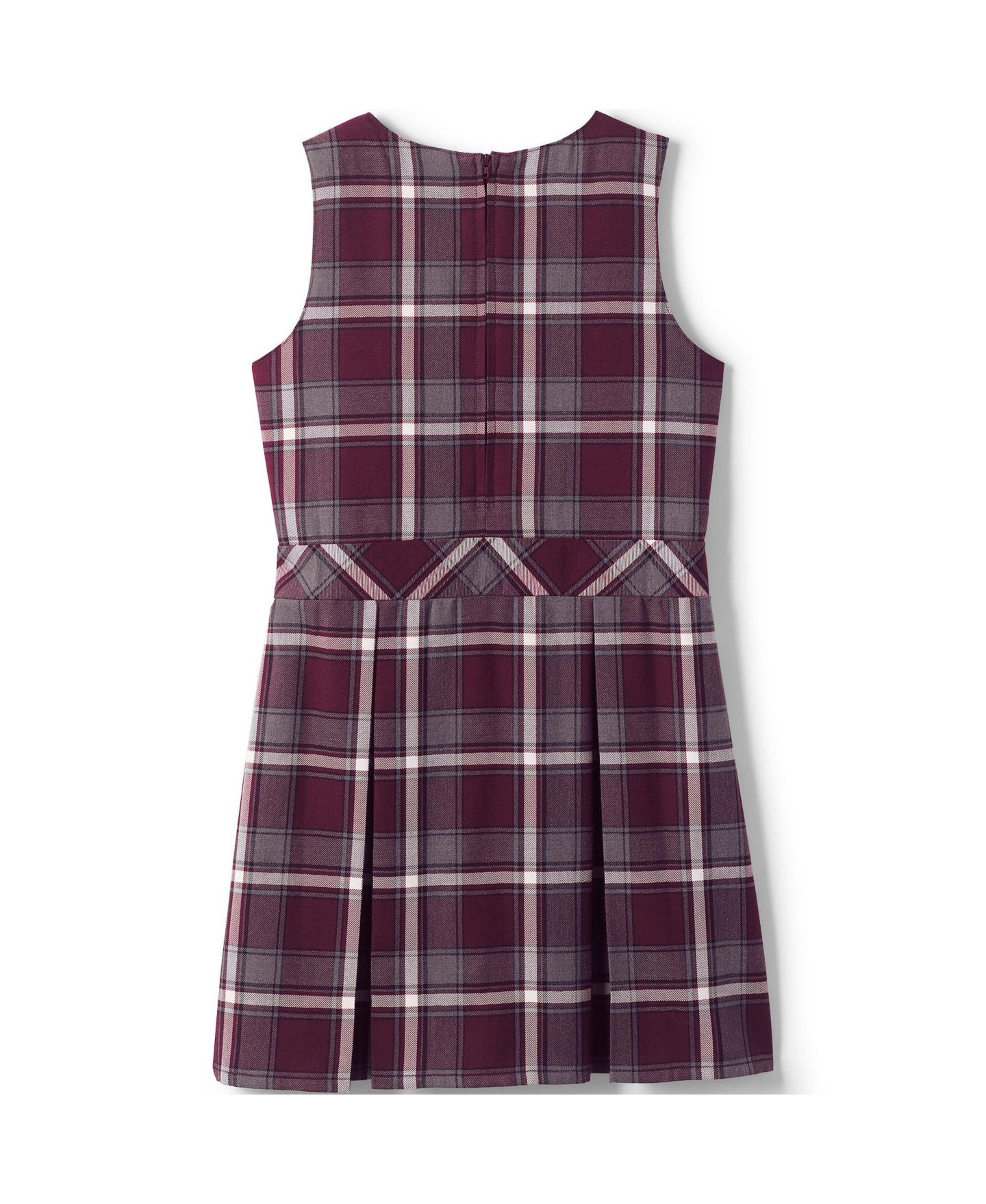 Платья Lands' End Plaid Jumper Top of Knee для девочек, цвет: Бордовый / Серый клетчатый — фото 2