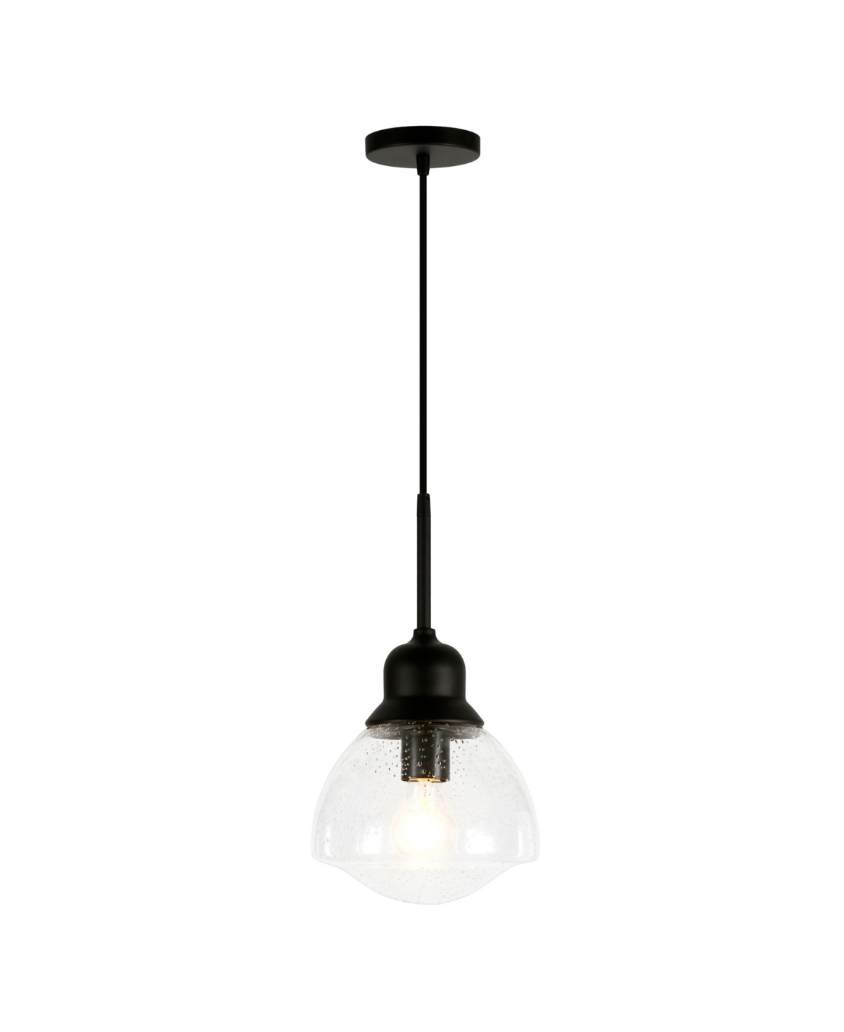 Hudson & Canal Brooks 8.12" Glass Shade Wide Pendant In Blackened Bronze