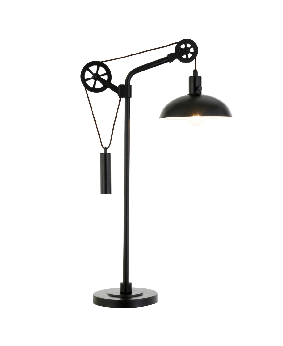 Hudson & Canal Neo 33.5" Metal Shade Tall Spoke Wheel Pulley System Table Lamp In Blackened Bronze