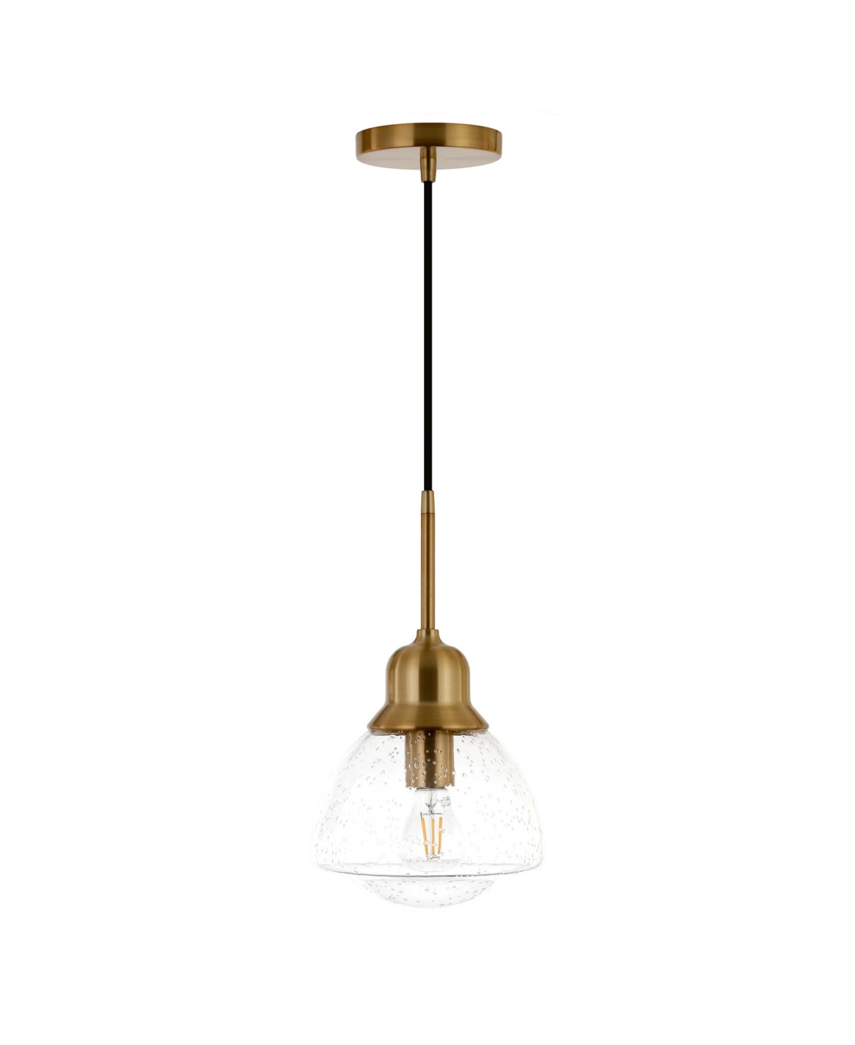 Hudson & Canal Brooks 8.12" Glass Shade Wide Pendant In Brass
