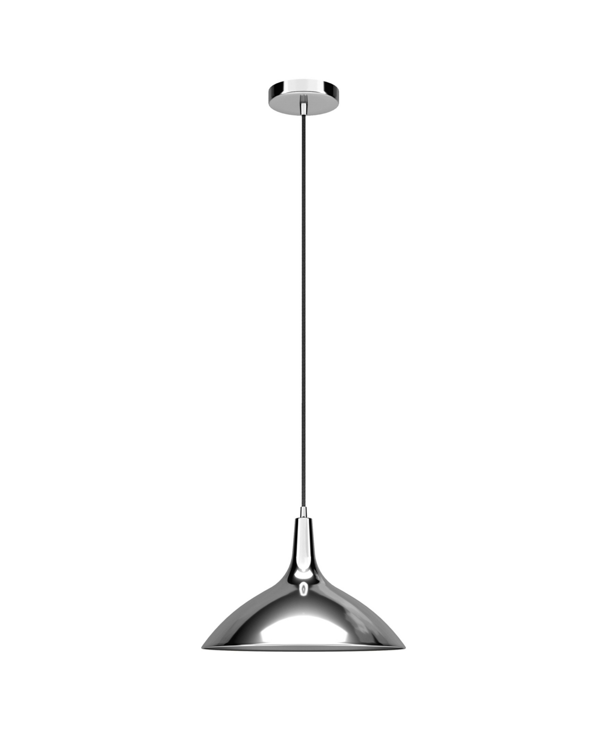Hudson & Canal Barton 14" Metal Shade Wide Pendant In Polished Nickel