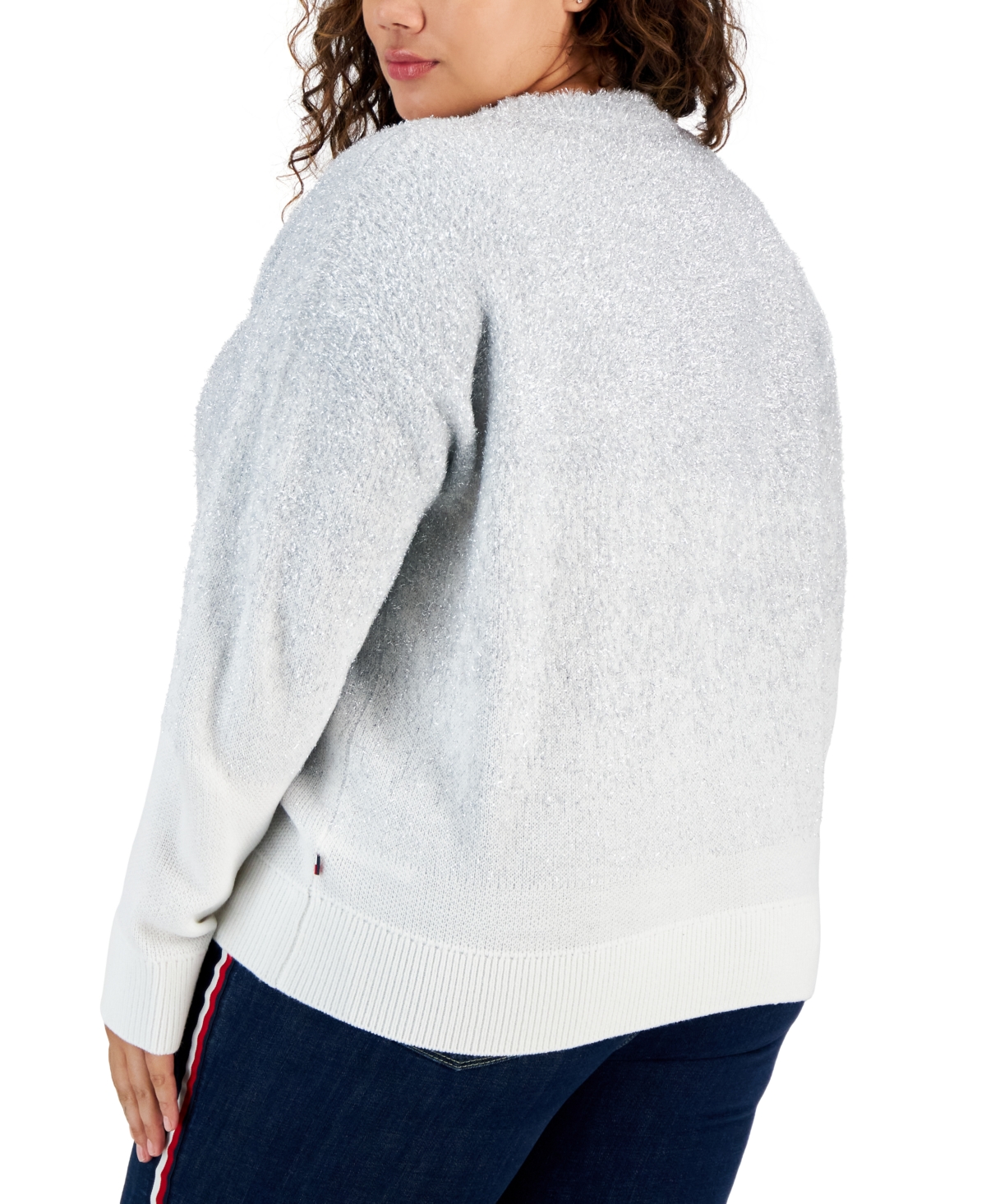 Tommy Hilfiger Plus Size Metallic Ombre Sweater -Ivory