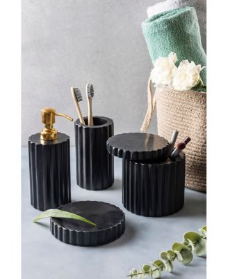 Roksana Black Marble Bath Accessories, Set of 4