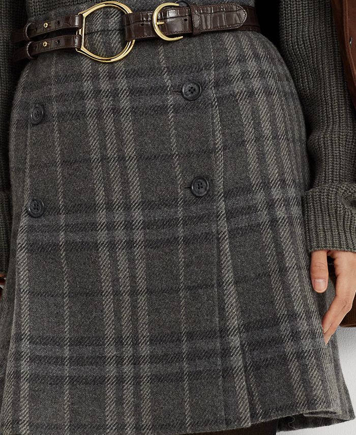 British style plaid pleated wool suspender dress A138 main image 0