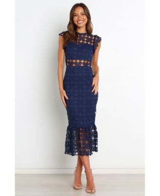 Macy's navy blue lace dress best sale