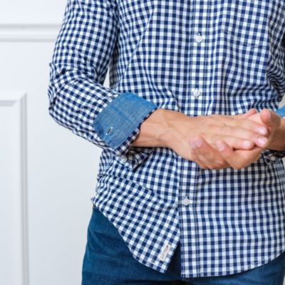 Mens' Organic Long Sleeve Stretch Poplin Button Down Shirt