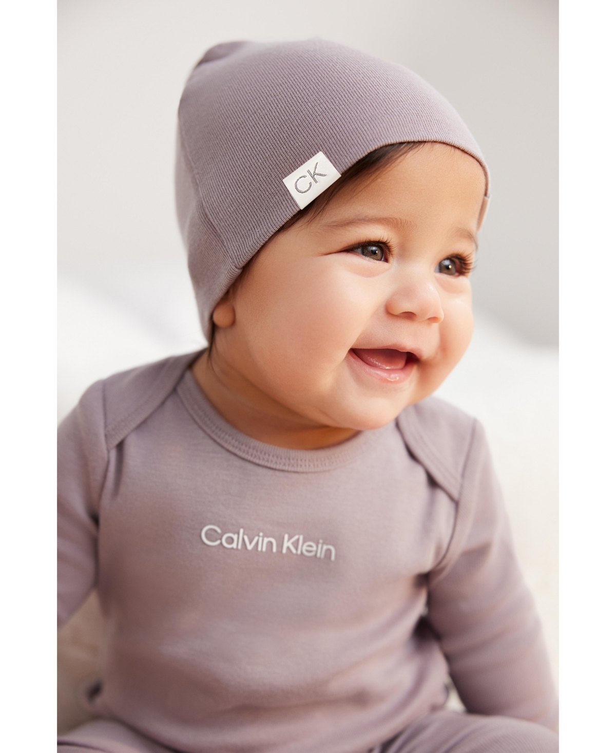 Calvin Klein Baby Boys Or Girls Organic Cotton Layette, 4 Piece Set In Grey Mist
