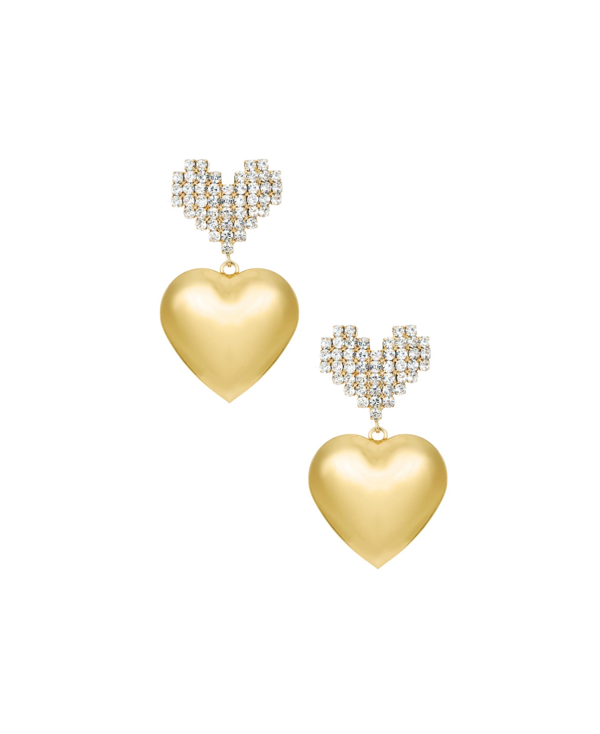 ETTIKA DIGITAL LOVE HEART 18K GOLD PLATED DANGLE EARRINGS
