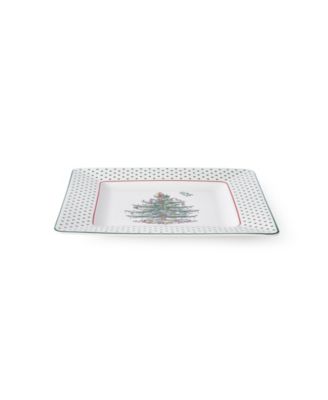 Christmas Tree Polka Dot Square Platter