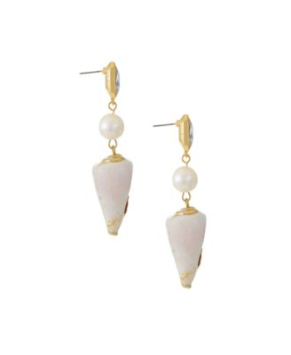 Golden Rimmed Shell 18K Gold Plated Dangle Earrings