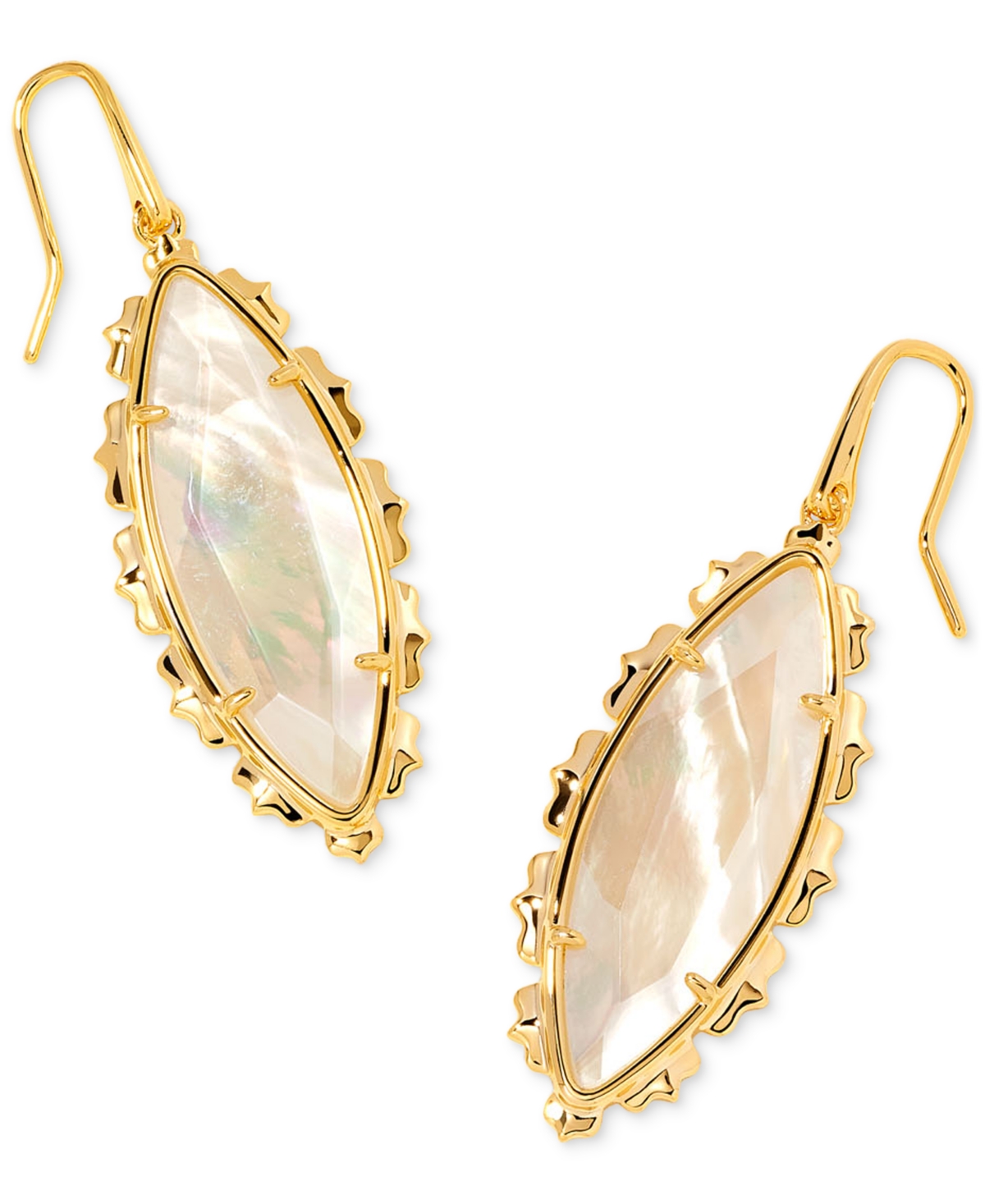 14K Abalone Marquise Drop Earrings (Also in Mother of Pearl & Pink Cat's Eye Glass) - Abalone