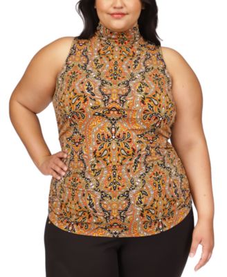 Michael Kors - Plus Size Ruched Mock-Turtleneck Top