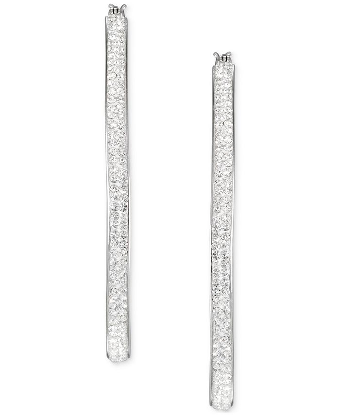 Macy's Crystal Pavé Oval-Shape Click Top Hoop Earrings - Macy's