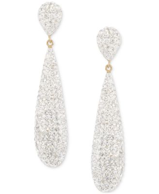 Crystal Pav&eacute; Elongated Drop Earrings