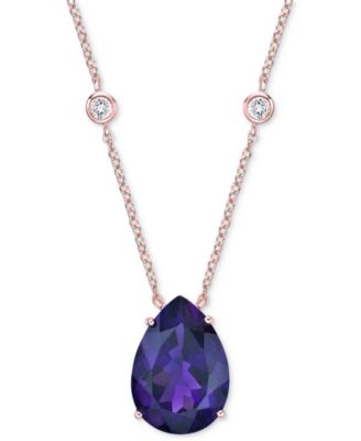 Macy's - Amethyst (15 ct. t.w.) & White Topaz (3/8 ct. t.w.) 18" Pendant Necklace in Rose Gold-Plated Sterling Silver