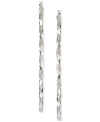 Twist Hoop Earrings in 14k Gold Plated Sterling Silver or Sterling Silver (60mm)