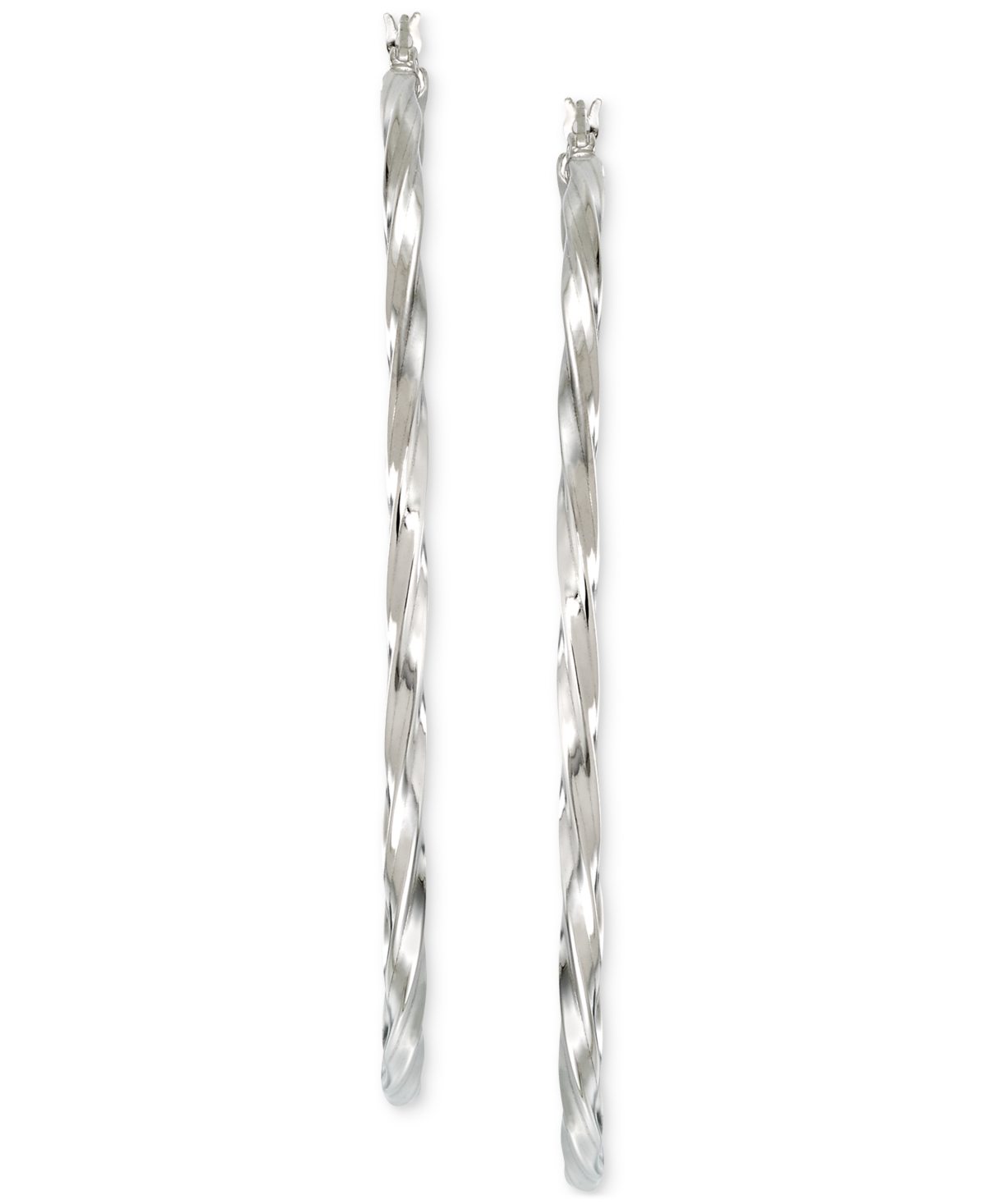 Twist Hoop Earrings in 14k Gold Plated Sterlingor Sterling(60mm) - Silver