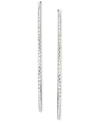 Diamond-Cut Oval Hoop Earrings in 14k Gold Vermeil, 2-3/4" (Also in Sterling Silver)