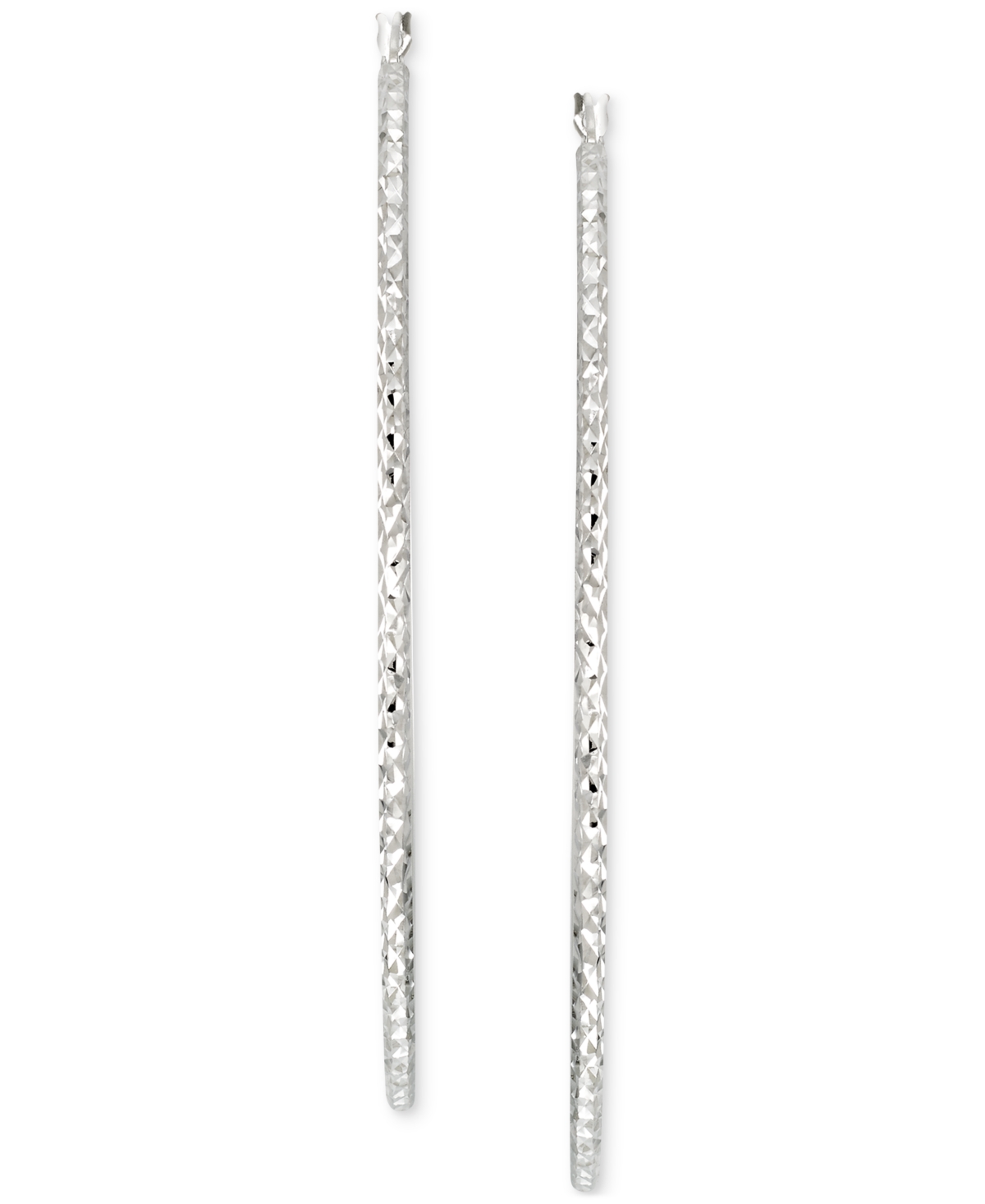 Diamond-Cut Oval Hoop Earrings in 14k Gold Vermeil, 2-3/4