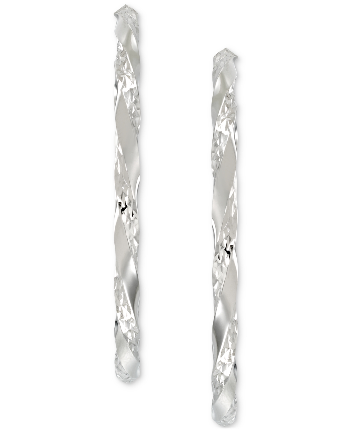 Diamond-Cut C-Hoop Earrings in 14k Gold Vermeil over Sterling2-1/4