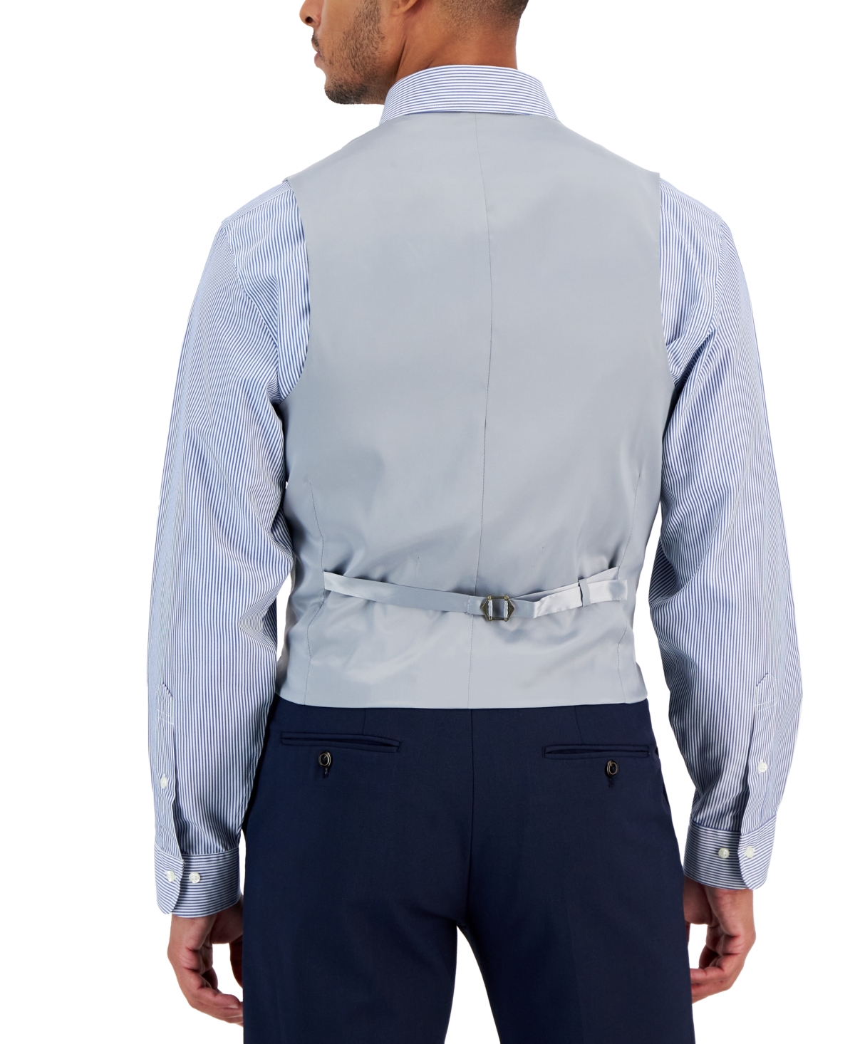 Calvin Klein Men's Slim-fit Wool Blend Infinite Stretch Suit Vest In Light Grey