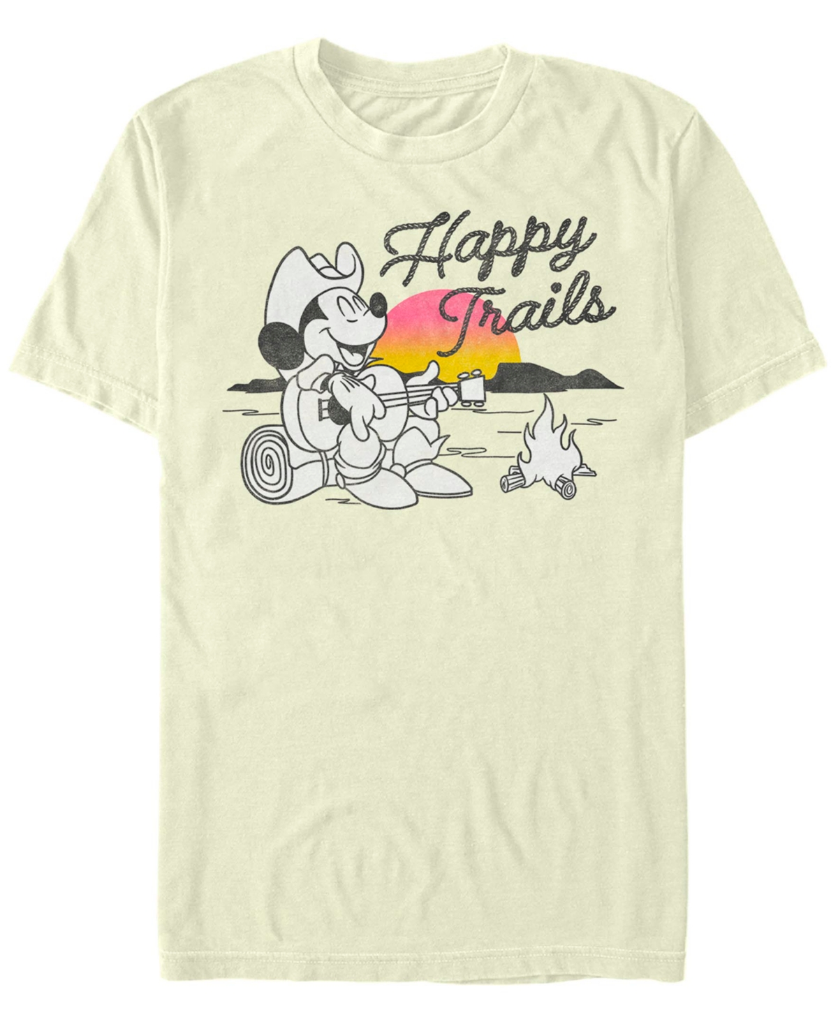 Fifth Sun Men's Mickey Classic Happy Trails Short Sleeves T-shirt In Natural