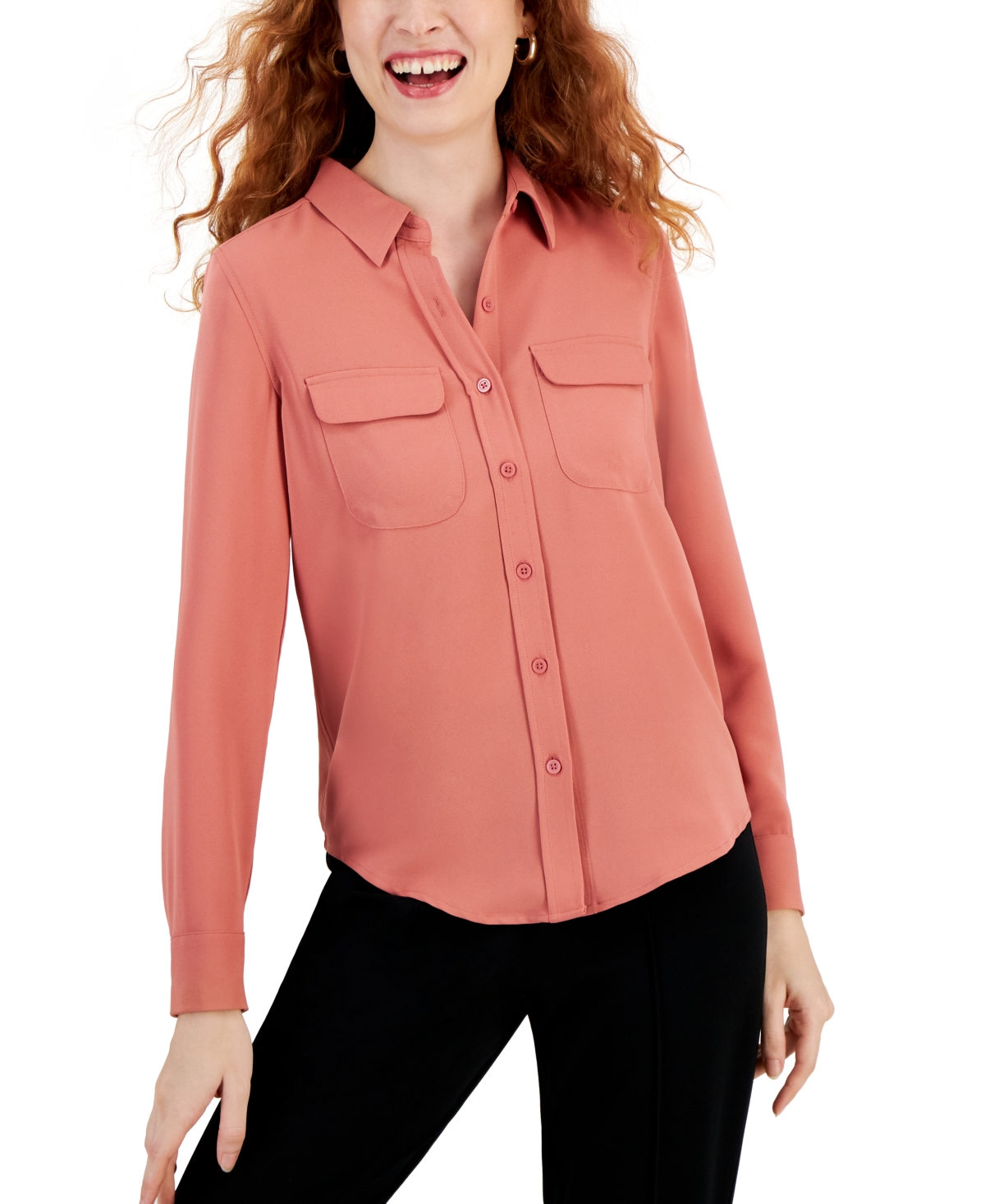 Alfani Women's Button-front Shirt, Created For Macy's In Rosedust