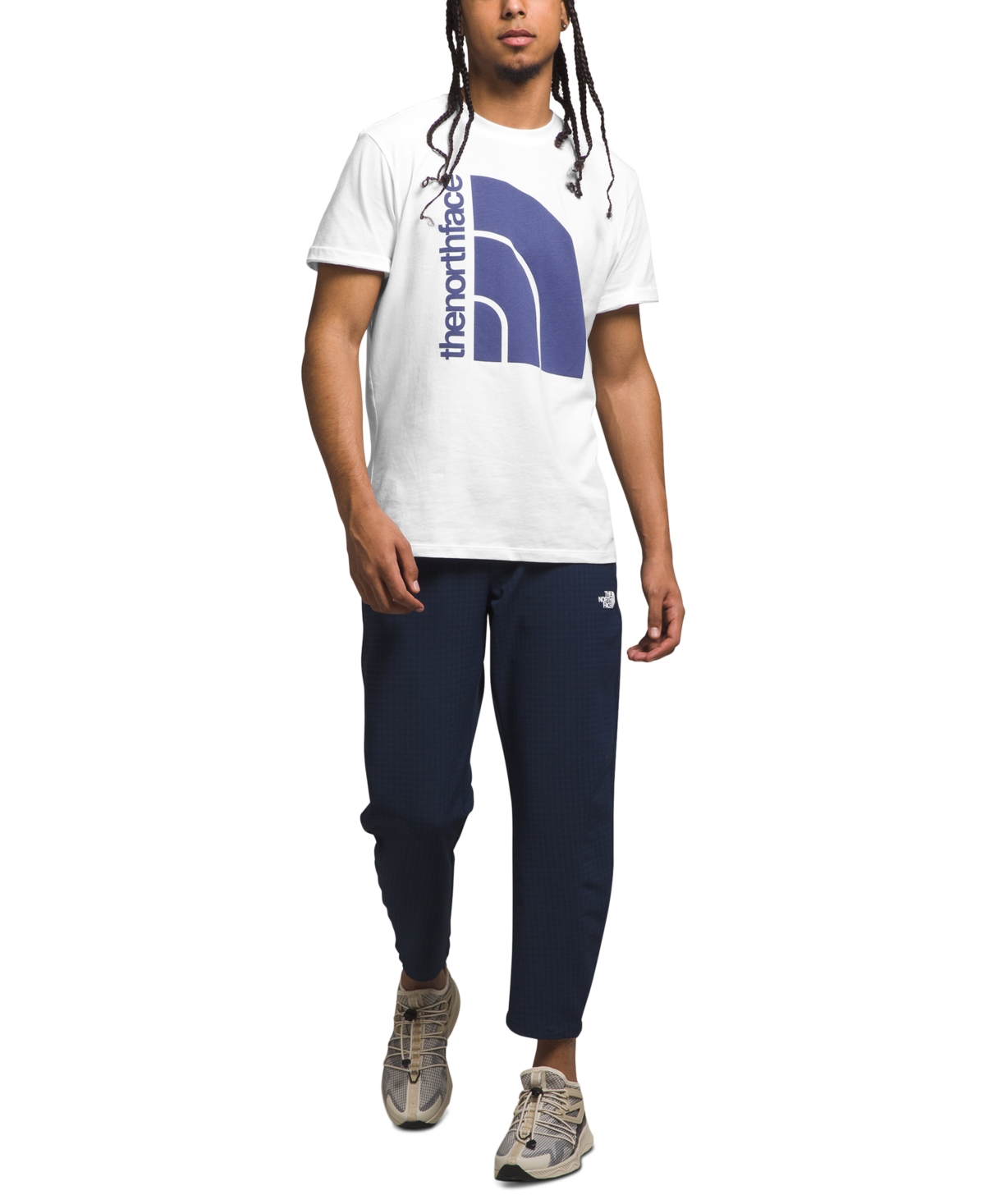 The North Face Men's Jumbo Half-dome Logo T-shirt In Tnf White,cave Blue