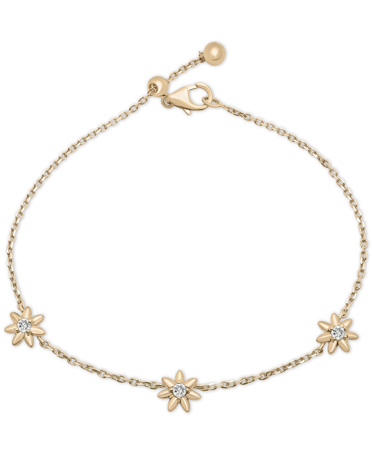Diamond Flower Link Bracelet (1/6 ct. t.w.) in Gold Vermeil, Created for Macy's - Gold Vermeil