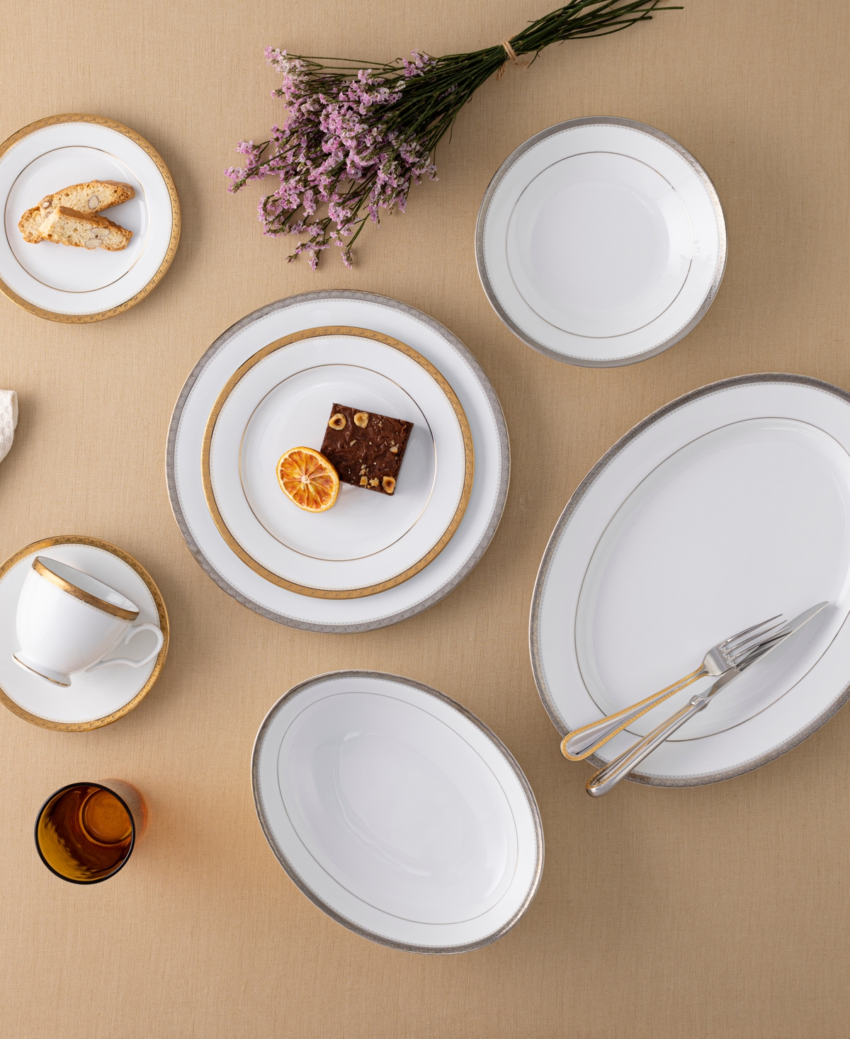 Shop Noritake Charlotta Gold 60-pc Dinnerware Set, Service For 12 In White,gold
