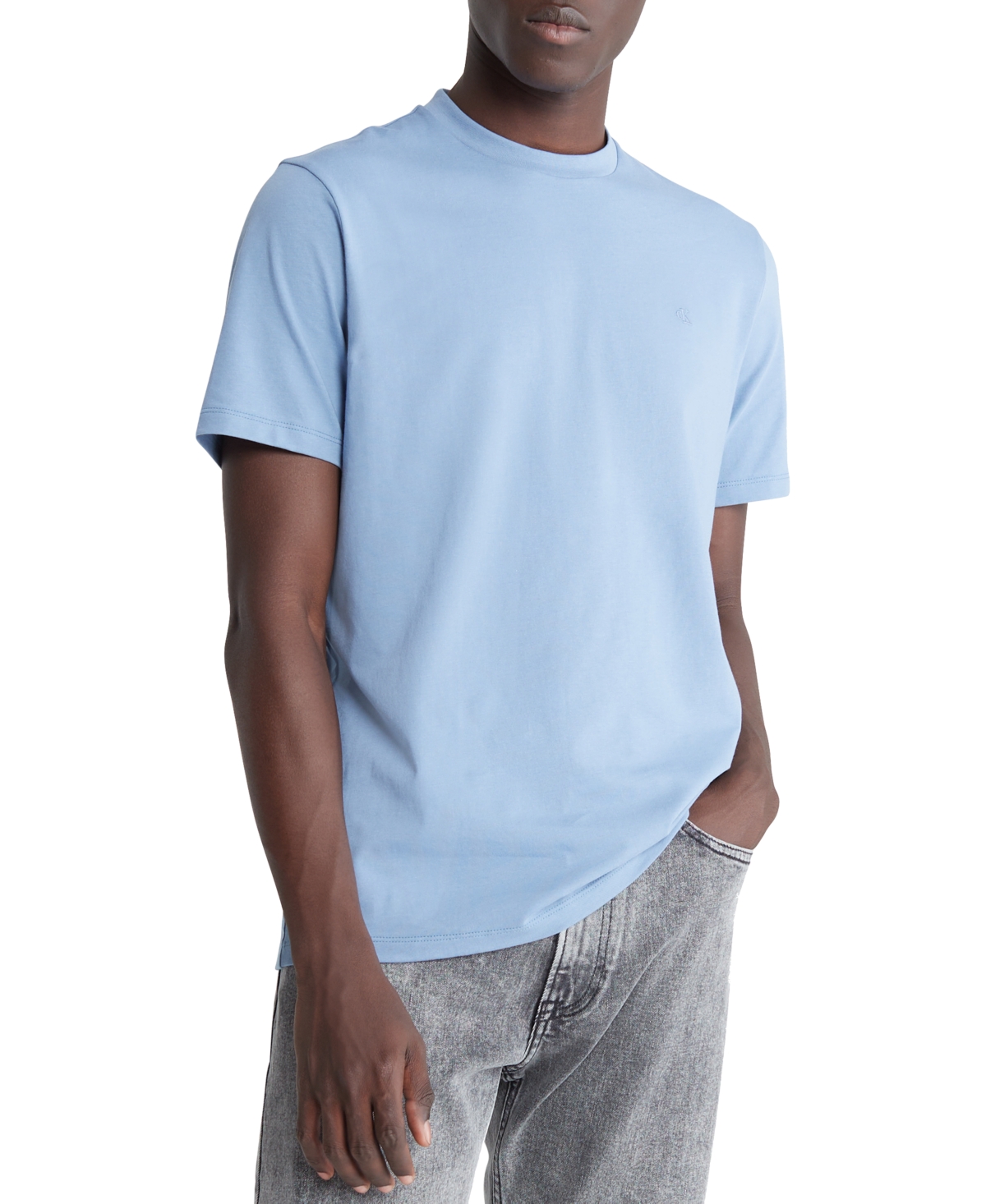 Calvin Klein Men's Smooth Cotton Solid Crewneck T-shirt In Infinity