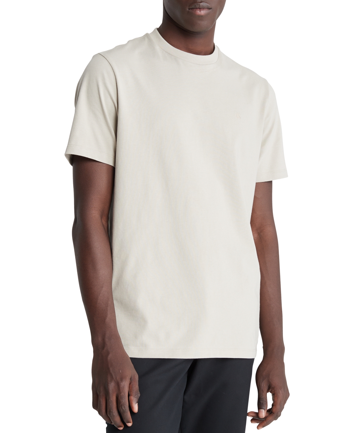 Calvin Klein Men's Smooth Cotton Solid Crewneck T-shirt In Plaza Taupe