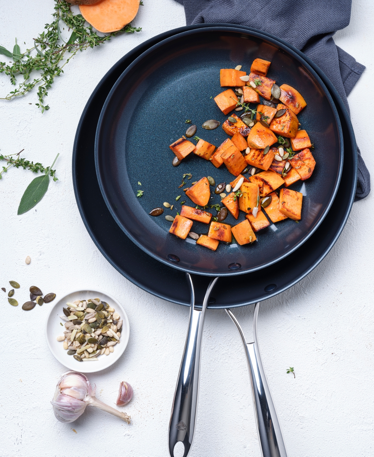 Diamond Hard Anodized Ceramic Nonstick 2 Piece Frying Pan Set - Blue