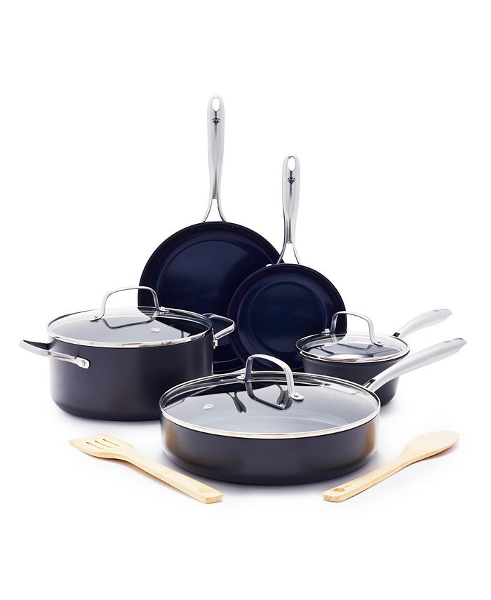 Rachael Ray 10-Piece Hard Anodized Nonstick Induction Cookware Set, Hard Anodized Aluminum, Light Blue, Create Delicious Collection