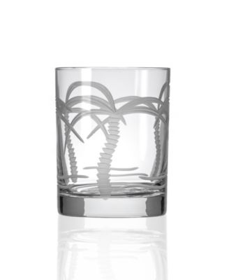 Palm Tree Double Old Fashioned Glass 13oz - Set of 4 Glasses