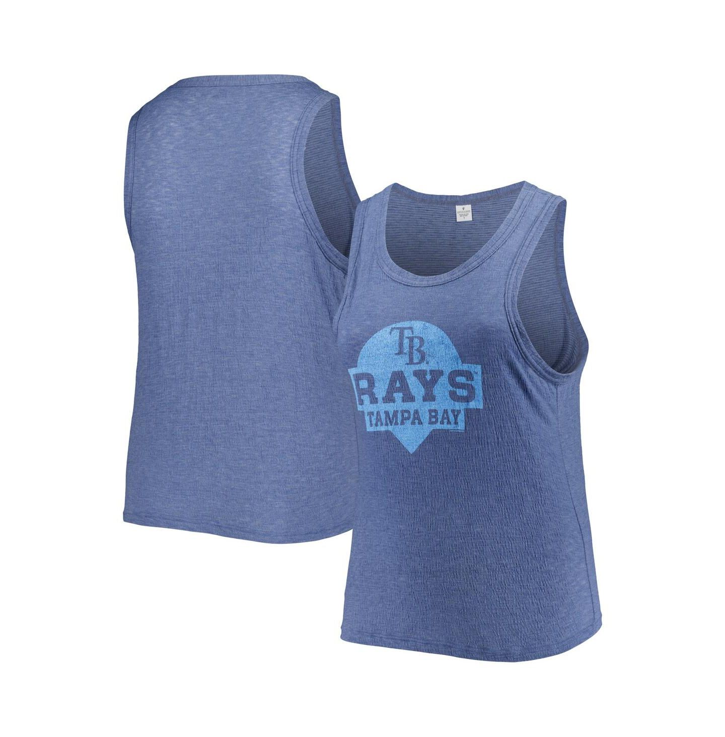 Женский топ Soft As A Grape Navy Tampa Bay Rays Plus Size High Neck Tri-Blend — фото 1