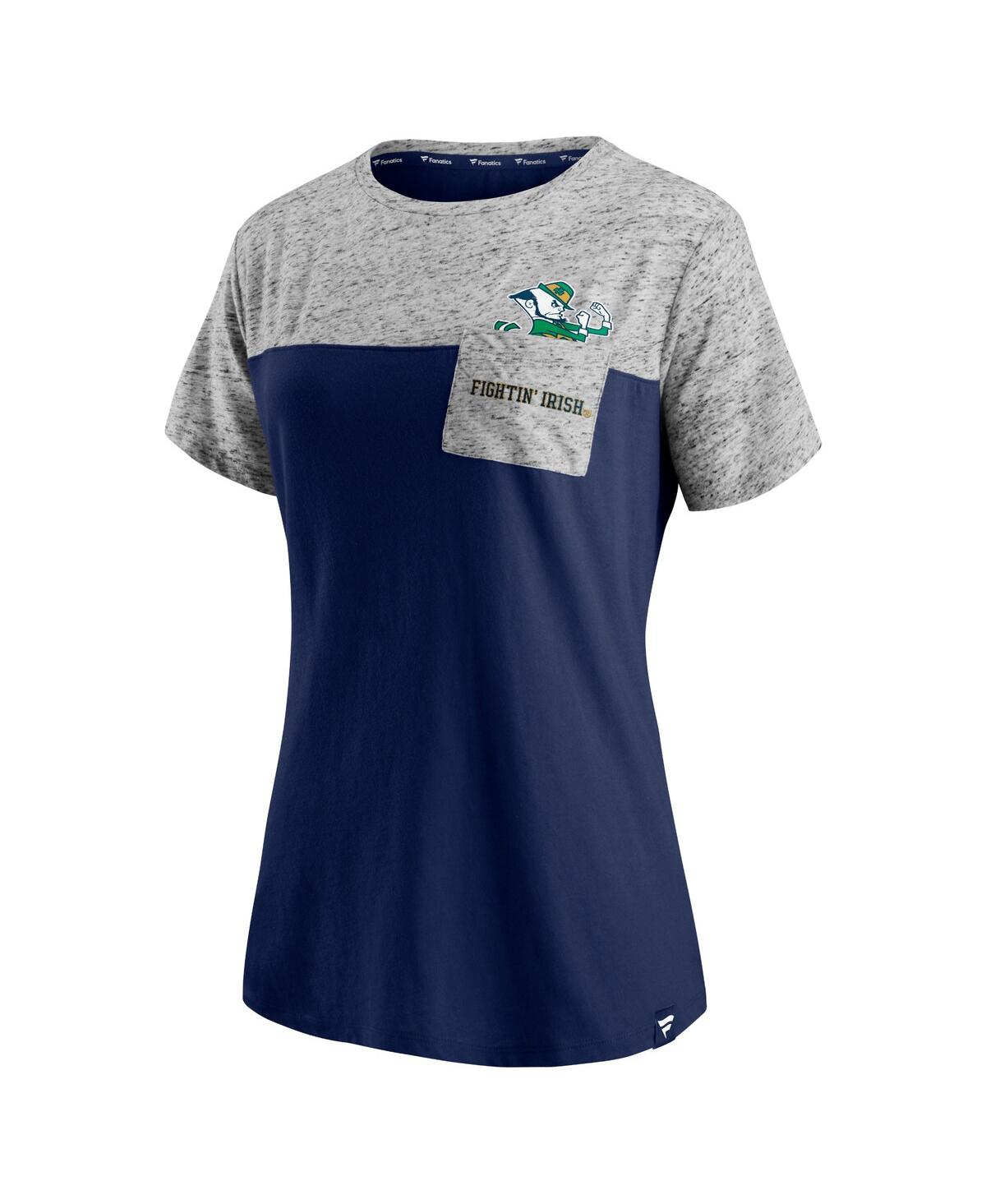Women's Fanatics Heathered Gray Notre Dame Fighting Irish Inside Pocket T-shirt - Heathered Gray
