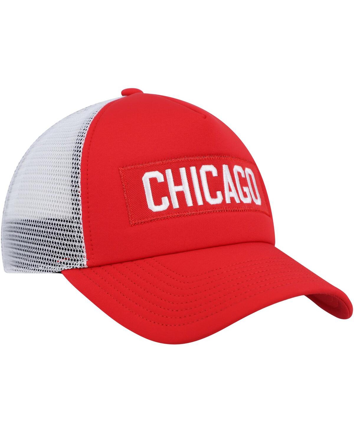 Men's adidas White Chicago Blackhawks Team Plate Trucker Snapback Hat - White