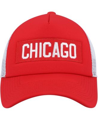 Men's Red, White Chicago Blackhawks Team Plate Trucker Snapback Hat