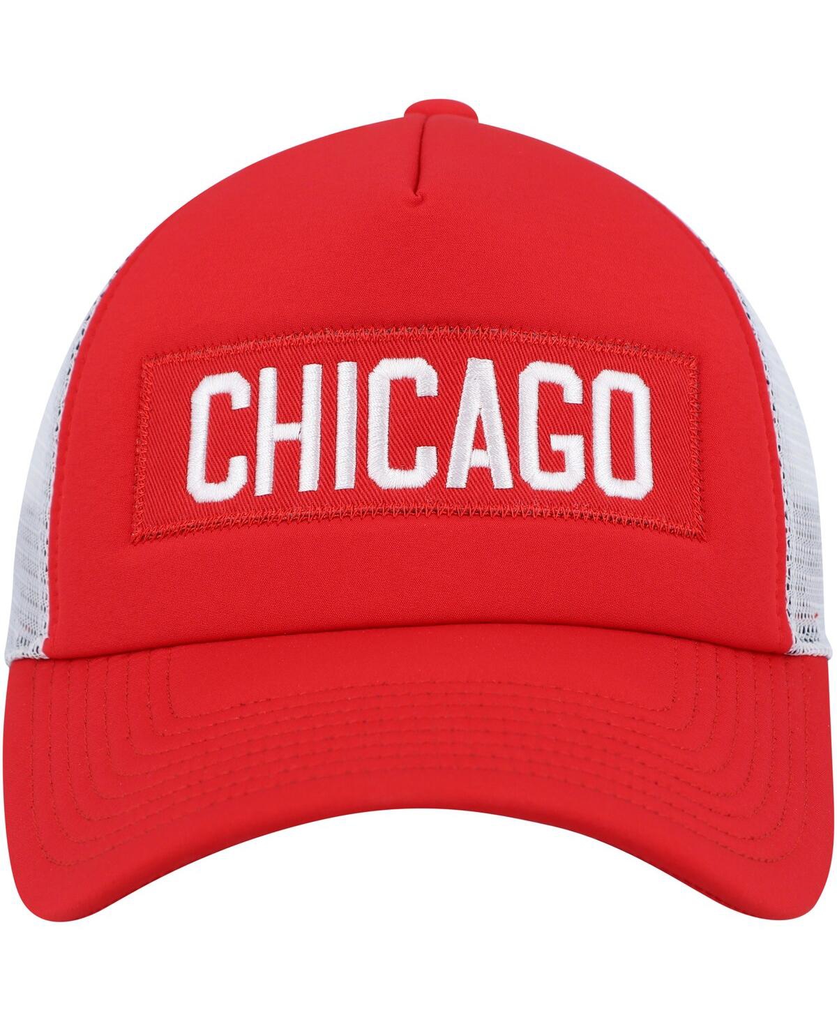 Men's adidas White Chicago Blackhawks Team Plate Trucker Snapback Hat - White