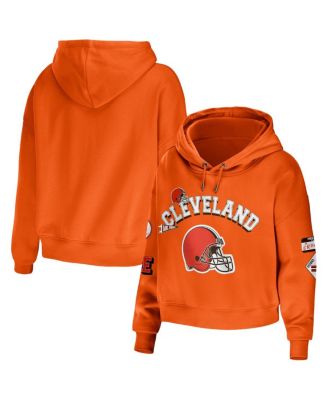 Women's Orange Cleveland Browns Modest Cropped Pullover Hoodie