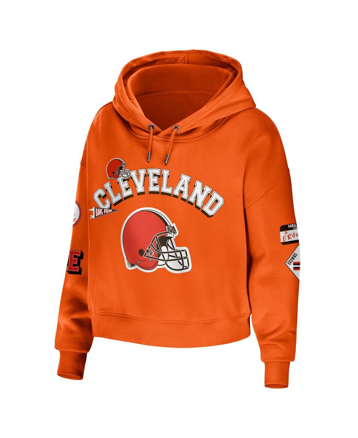Shop Wear By Erin Andrews Women's  Orange Cleveland Browns Modest Cropped Pullover Hoodie